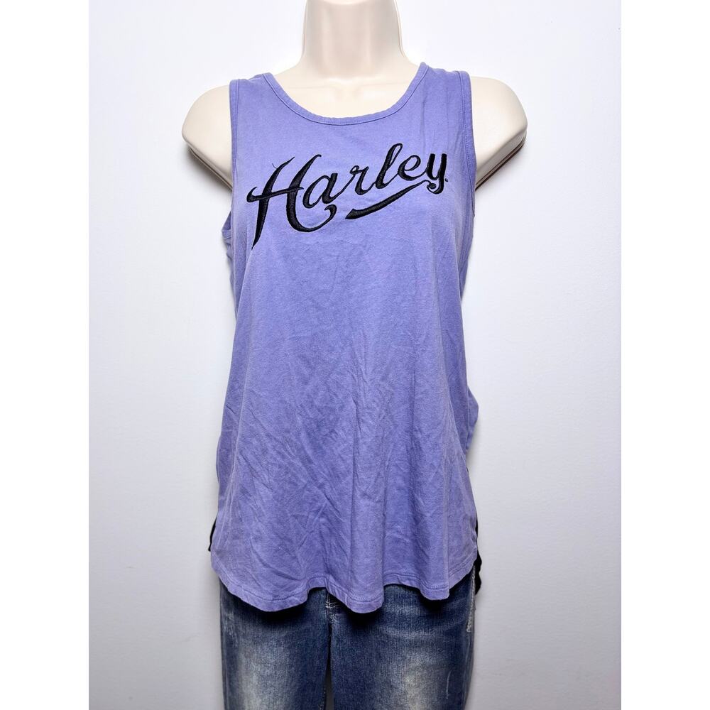Harley Davidson Periwinkle Layered Tank Mesh Back Biker Y2K Racerback Top